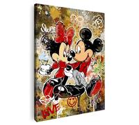 Artmazing Mickey Minnie Tableau multicolore - S-Art moderne - Impression sur toile XXL pour salon - Décoration murale - Poster coloré pour mur