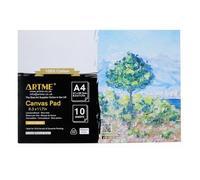 ARTME A4 bloc de toile 1pc - 10 feuilles à dessin 280 g/m² pour peinture à l'huile et acrylique, triple apprêt, sans acide, 100% coton