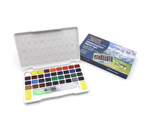Artme Aquarelles en Godet 36 couleurs avec palette de mélange et pinceau réservoir d'eau - peinture aquarelle
