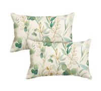 Artoid Mode Ensemble de 2 housses de coussin décoratives feuilles d'eucalyptus vertes pour l'été, 30 x 50 cm, housse de coussin saisonnière pour le printemps, décoration pour le canapé et le salon