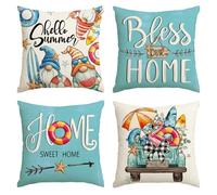 Artoid Mode GNOME Lot de 4 housses de coussin décoratives pour canapé, motif bouées de sauvetage, planches de surf, camion, étoile de mer, 45 x 45 cm