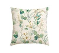 Artoid Mode Housse de coussin décorative feuilles d'eucalyptus vertes pour l'été, 40 x 40 cm, pour le printemps, housse de coussin saisonnière pour canapé, décoration de salon