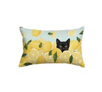Artoid Mode Housse de coussin d'été motif chat noir, citron, feuilles, 30 x 50 cm, printemps, saisonnier, décoration pour canapé, salon