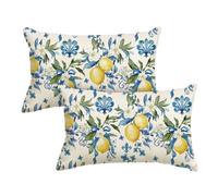 Artoid Mode Lot de 2 housses de coussin d'été avec fleurs de citron, 30 x 50 cm, décoration printanière, pour canapé, salon