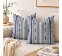 Artoid Mode Lot de 2 Housses de Coussin Épis de Blé Bleu Foncé 40x40cm | Aspect Lin Macramé Décoration pour Canapé Salon