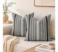Artoid Mode Lot de 2 housses de coussin noires Boho Vintage 45 x 45 cm | Saisonal - Style maison de campagne - En macramé - Aspect lin - Pour canapé, salon