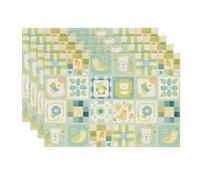 Artoid Mode Lot de 4 sets de table lavables pour fête prénatale, motif ours, oiseaux, 30 x 45 cm, pour les vacances, la cuisine, la fête prénatale