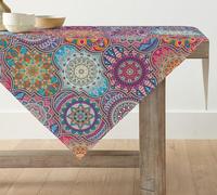 Artoid Mode - Nappe de table, bohème, vintage, géométrique, marocaine, multicolore, linge de table de cuisine, pour décoration intérieure, vacances, décoration de fête, 85 x 85 cm