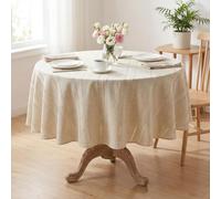 Artoid Mode Nappe de table rectangulaire en coton et lin - Style maison de campagne - Style maison de campagne - Lavable - Pour cuisine, vacances, fête - Beige - 140 cm