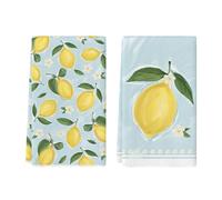 Artoid Mode Serviettes de cuisine et torchons à vaisselle fleurs citron aquarelle d'été, 42x65 cm Décoration saisonnière de printemps, lot de 2