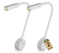 Artpad Applique Murale Blanche Minimaliste 3W, Lot de 2 Projecteurs LED Chevet avec Interrupteur à Bouton, Veilleuse Murale en Surface pour Chambre Salon