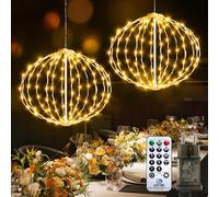 Artrastar Éclairage De Noël Extérieur 30cm 124 LED Boule Avec Minuterie Télécommande 8 Modes IP44 Boule Lumineuse Pour Jardin Balcon Terrasse Fête Blanc Chaud 2 Pièce Grande Boule