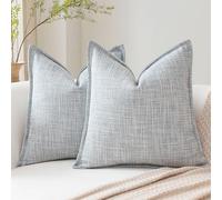 Artscope Housse de Coussin 55x55cm, Lot de 2 en Lin Canapé Taie d'oreiller de Couleur Pure pour Maison Salon Chambre Décoration D'intérieur Bleu Gris