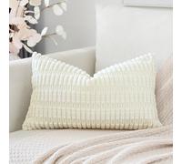 Artscope Housses de Coussin en Velours Côtelé Décoratif Canapé Taie d'oreiller Super Doux Decoration pour Maison Salon Chambre Canapé 30x50cm Crème Beige