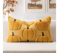 Artscope Lot de 1 Citrouille Housse de Coussin Doux Peluche Laine Courte Velours Décoration d'automne Housses de Coussin Luxe Style pour Canapé Chambre Doré - Citrouille Bordée 40 x 60 cm