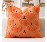 Artscope Lot de 1 Citrouille Housse de Coussin Doux Peluche Laine Courte Velours Décoration d'automne Housses de Coussin Luxe Style pour Canapé Chambre Orange - Mignon Citrouille 50 x 50 cm