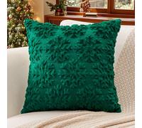 Artscope Lot de 1 Doux Peluche Laine Courte Velours Décoratif Housses de Coussin de Noël Luxe Style pour Canapé Chambre - Flocon de Neige Vert, 45 x 45 cm