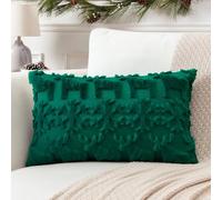 Artscope Lot de 1 Doux Peluche Laine Courte Velours Décoratif Housses de Coussin de Noël Luxe Style pour Canapé Chambre - Wapiti et Flocons de Neige Vert, 30 x 50 cm
