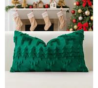 Artscope Lot de 1 Doux Peluche Laine Courte Velours Décoratif Housses de Coussin de Noël Luxe Style pour Canapé Chambre - Wapiti et Arbre Vert, 40 x 60 cm