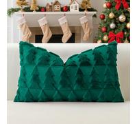Artscope Lot de 1 Doux Peluche Laine Courte Velours Décoratif Housses de Coussin de Noël Luxe Style pour Canapé Chambre - Arbre de Noël Vert, 40 x 60 cm