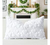 Artscope Lot de 1 Doux Peluche Laine Courte Velours Décoratif Housses de Coussin pour la Saint Patrick Luxe Style pour Canapé Chambre - Blanc - Trèfle, 40 x 60 cm