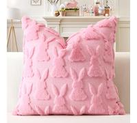 Artscope Lot de 1 Doux Peluche Laine Courte Velours Décoratif Housses de Coussin pour Pâques Luxe Style pour Canapé Chambre - Rose - Lapin, 40 x 40 cm