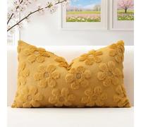Artscope Lot de 1 Doux Peluche Laine Courte Velours Décoratif Housses de Coussin pour Printemps été Luxe Style pour Canapé Chambre - Fleurs Jaune, 40 x 60 cm