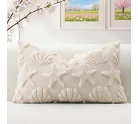 Artscope Lot de 1 Doux Peluche Laine Courte Velours Décoratif Housses de Coussin pour Printemps Été Luxe Style pour Canapé Chambre - Coquille D'étoile de Mer Crème Beige, 30 x 50 cm