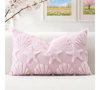 Artscope Lot de 1 Doux Peluche Laine Courte Velours Décoratif Housses de Coussin pour Printemps Été Luxe Style pour Canapé Chambre - Coquille D'étoile de Mer Rose, 30 x 50 cm