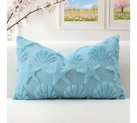 Artscope Lot de 1 Doux Peluche Laine Courte Velours Décoratif Housses de Coussin pour Printemps Été Luxe Style pour Canapé Chambre - Coquille D'étoile de Mer Bleu Clair, 30 x 50 cm