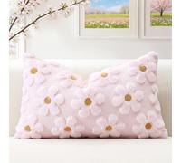 Artscope Lot de 1 Doux Peluche Laine Courte Velours Décoratif Housses de Coussin pour Printemps été Luxe Style pour Canapé Chambre - Fleurs Rose, 40 x 60 cm