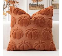 Artscope Lot de 1 Halloween Housses de Coussin Doux Peluche Laine Courte Velours Décoration d'automne Housses de Coussin Luxe Style pour Canapé Chambre Orange Foncé - Citrouille 50 x 50 cm