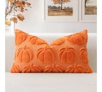 Artscope Lot de 1 Halloween Housses de Coussin Doux Peluche Laine Courte Velours Décoration d'automne Housses de Coussin Luxe Style pour Canapé Chambre Orange - Citrouille 40 x 60 cm