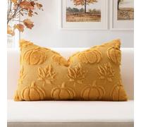 Artscope Lot de 1 Halloween Housses de Coussin Doux Peluche Laine Courte Velours Décoration d'automne Housses de Coussin Luxe Style pour Canapé Chambre Doré - Citrouille Feuille D'érable 40 x 60 cm