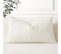 Artscope Lot de 1 Housse de Coussin en Velours Côtelé Décoratif Canapé Taie d'oreiller Douce pour Maison Salon Chambre Lit Clic Clac Décoration 30x50cm Crème Beige