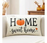 Artscope Lot de 1 Housses de Coussin de Automne 40 x 60 cm, Action de Grâce Canapé Taie d'oreiller Lombaire pour Maison Salon Chambre Décoration Citrouille Home Sweet Home Noir