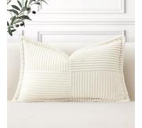 Artscope Lot de 1 Housses de Coussin en Velours Côtelé Décoratif Canapé Taie d'oreiller Super Doux Decoration pour Maison Salon Chambre Canapé 40x60cm Crème Beige