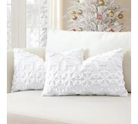 Artscope Lot de 2 Doux Peluche Laine Courte Velours Décoratif Housses de Coussin de Noël Luxe Style pour Canapé Chambre - Wapiti et Flocons de Neige Blanc, 40 x 60 cm