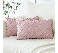 Artscope Lot de 2 Doux Peluche Laine Courte Velours Décoratif Housses de Coussin Luxe Style pour Canapé Chambre - Modernes Forme de Géométrie Rose, 30 x 50 cm