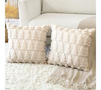 Artscope Lot de 2 Doux Peluche Laine Courte Velours Décoratif Housses de Coussin Luxe Style pour Canapé Chambre - Arbre de Noël Beige, 30 x 30 cm