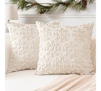 Artscope Lot de 2 Doux Peluche Laine Courte Velours Décoratif Housses de Coussin Luxe Style pour Canapé Chambre - Flocon de Neige Crème Beige, 30 x 30 cm