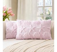 Artscope Lot de 2 Doux Peluche Laine Courte Velours Décoratif Housses de Coussin pour Printemps Été Luxe Style pour Canapé Chambre - Coquille D'étoile de Mer Rose, 30 x 50 cm