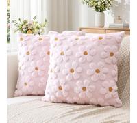 Artscope Lot de 2 Doux Peluche Laine Courte Velours Décoratif Housses de Coussin pour Printemps été Luxe Style pour Canapé Chambre - Fleurs Rose, 40 x 40 cm