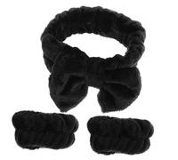 ARTSEWPLY Bandeaux De Spa Absorbants 3 Pièces Larges Coton Noir Joli Nœud Pour Femmes Maquillage Lavage Du Visage Accessoires Coiffure