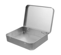 ARTSEWPLY Conteneur de Rangement en Fer-blanc Rectangulaire Argenté avec Couvercle, Facile à Nettoyer et Bords Arrondis, Boîte Métallique pour Organiser Corde et Accessoires