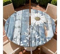 artslion Nappe Ronde Exterieur avec Trou de Parapluie,Marguerites modèle Nappe de Jardin Lavable et Facile à Nettoyer, avec Ourlet élastiqué, idéale pour terrasse, Balcon et Jardin. Ø 90 cm.