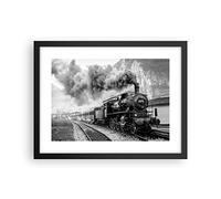 ARTTOR Affiche Decoration Murale Train Noir Et Blanc Fumée Moderne Poster Cadre Noir 40x30cm Deco Affiches Murales Tableau Decoration Salon Chambre Cuisine Wall Art Design Decor P2BAA40x30-4315