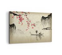 ARTTOR Deco Cadre Décoration Salon Fleur Cerises Japon Moderne Impression sur Toile 120x80cm Image Tableau Decoration Murale Chambre Horizontal Art Wall Grand Tableaux Decoratifs Muraux AA120x80-5020