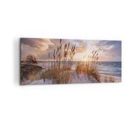 ARTTOR Deco Cadre Décoration Salon Ouest sur la plage Moderne Impression sur Toile 120x50cm Image Tableau Decoration Murale Chambre Panoramique Art Wall Grand Tableaux Decoratifs Muraux AB120x50-4710