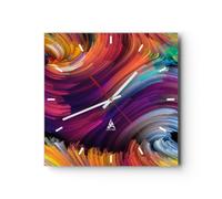 ARTTOR Horloge Décorative Moderne Carrée 40x40 cm Abstrait - 3796 | Abstraction Moderne Pendule Murale Horloge Murale Silencieuse Grand Décoration Murale Salon Cuisine Chambre ARTTOR